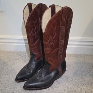 Cole Haan Two-Tone Western Boots in Brown and Black